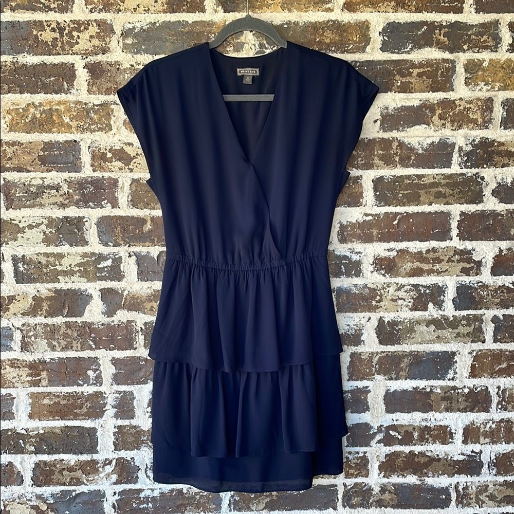 J. Crew Point Sur Tiered Ruffle Mini Dress Navy Blue Size 4